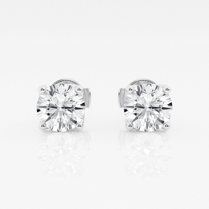 Additional Image 2 for  2 ctw Round E-F Lab Grown Diamond Twisted Floral Solitaire Certified Stud Earrings