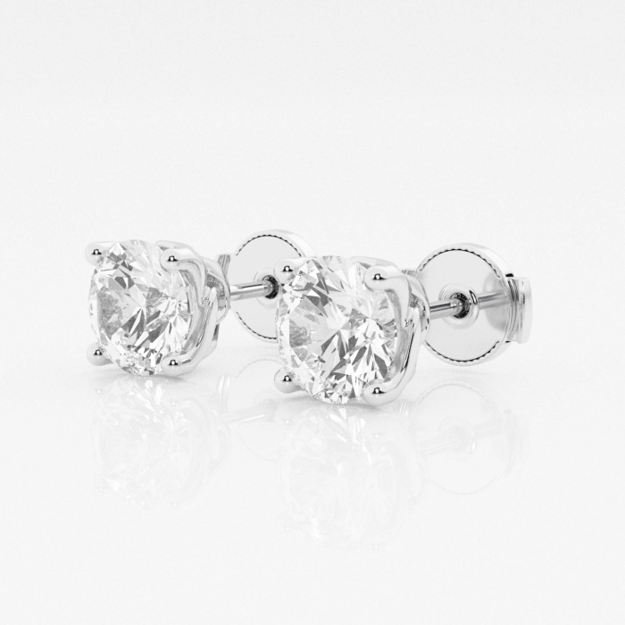 Additional Image 1 for  2 ctw Round E-F Lab Grown Diamond Twisted Floral Solitaire Certified Stud Earrings