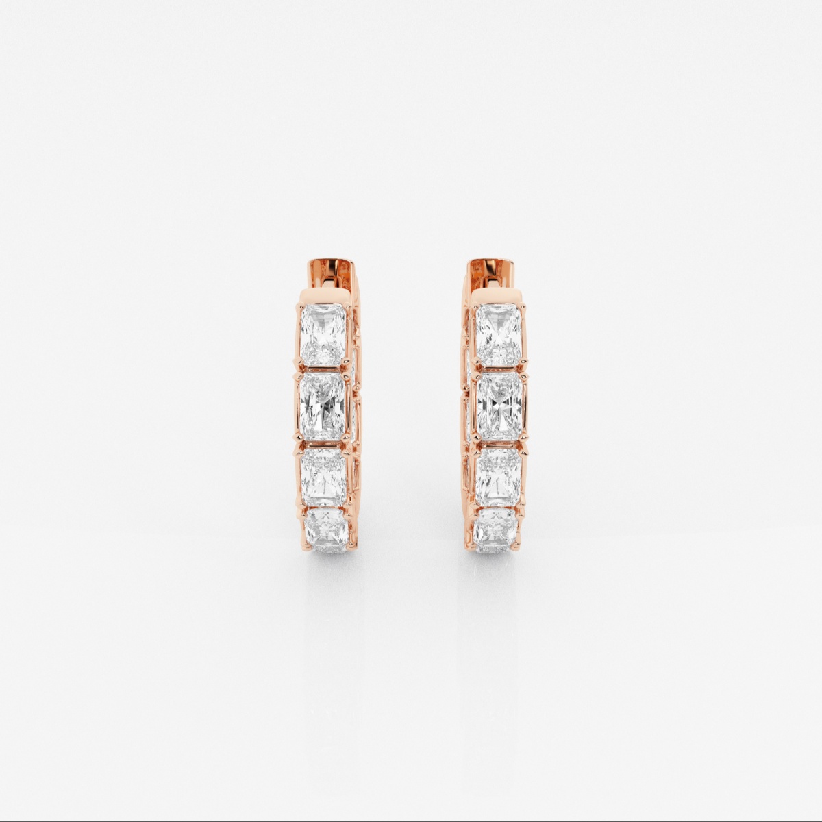 3 ctw Emerald Lab Grown Diamond Inside Out Hoop Earrings