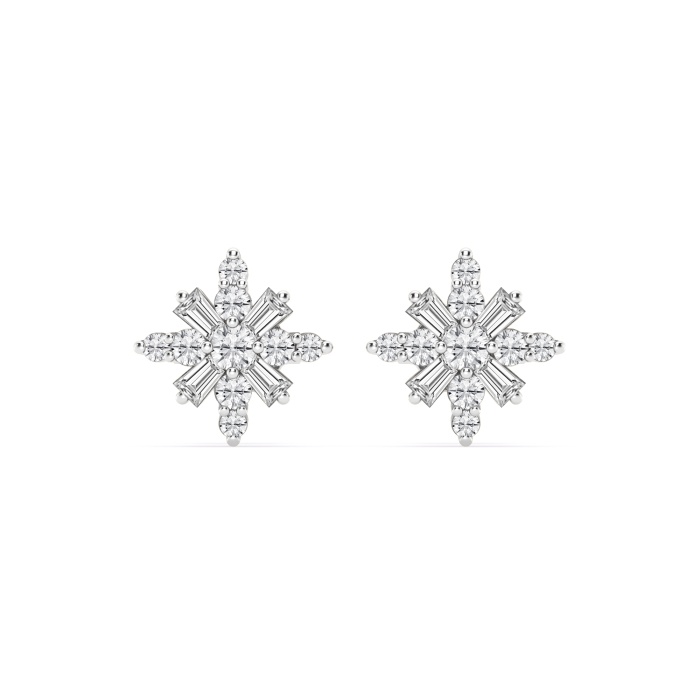 1/2 ctw Round Lab Grown Diamond Snow Flake Stud Earrings