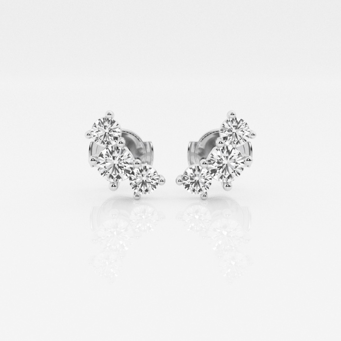 1 ctw Round Lab Grown Diamond Three-Stone Fashion Earrings