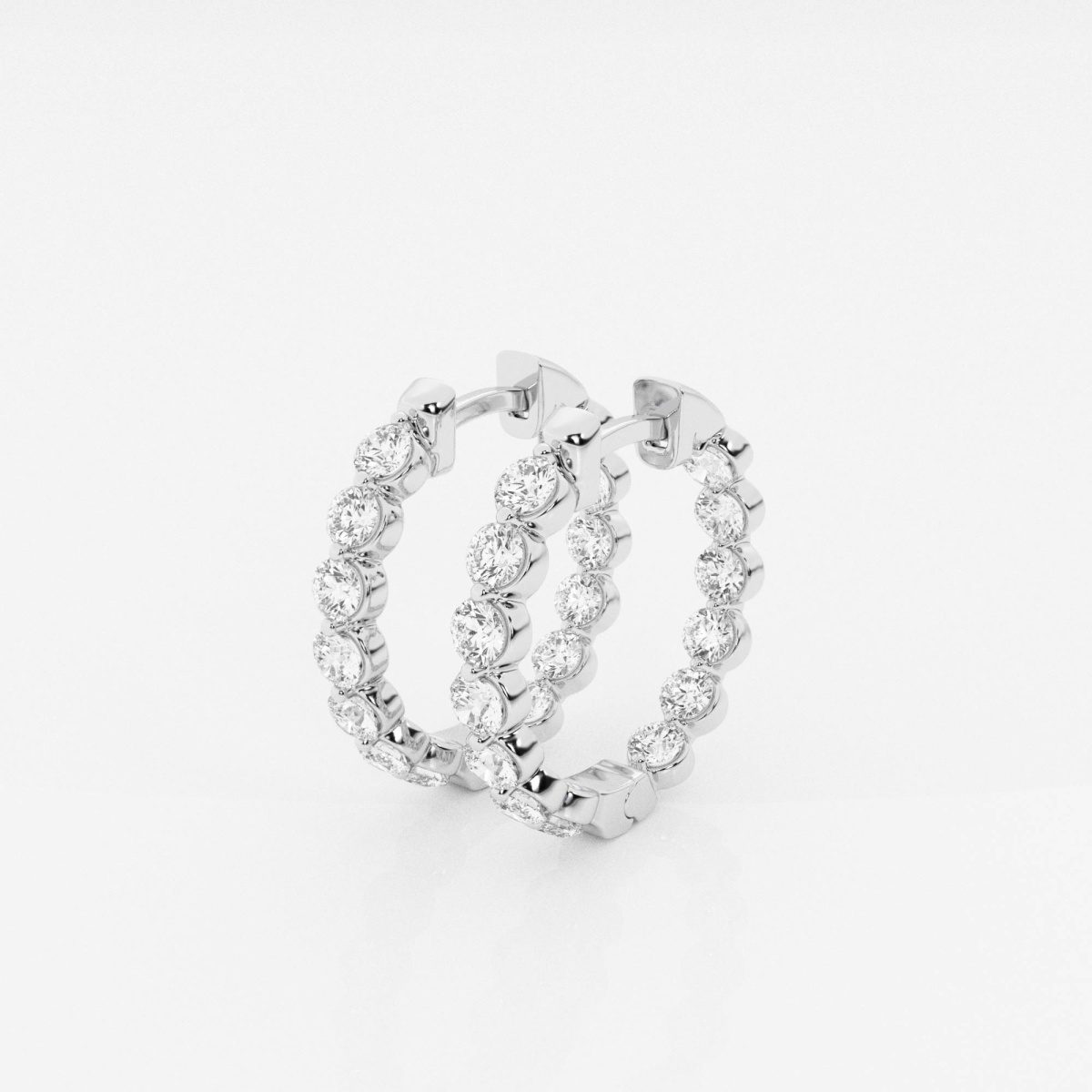 Additional Image 1 for  2 ctw Round Lab Grown Diamond Inside Out Floating Hoop Earrings