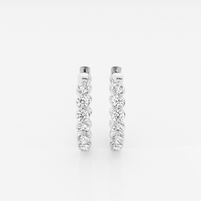 Diamond Lock Hoop Earrings - Prong set stones, small size, round