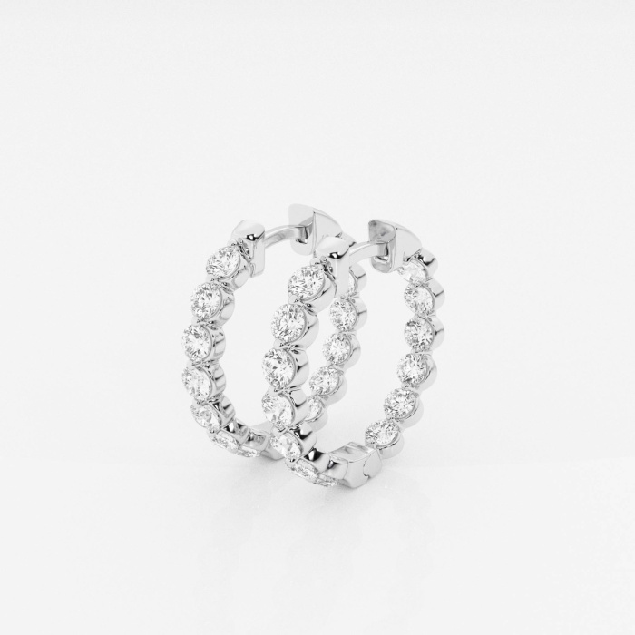 Additional Image 1 for  2 ctw Round Lab Grown Diamond Inside Out Floating Hoop Earrings