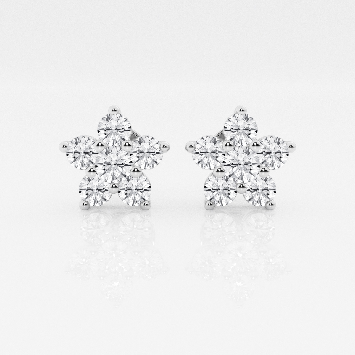product video for 1 1/2 ctw Round Lab Grown Diamond Flower Stud Earrings