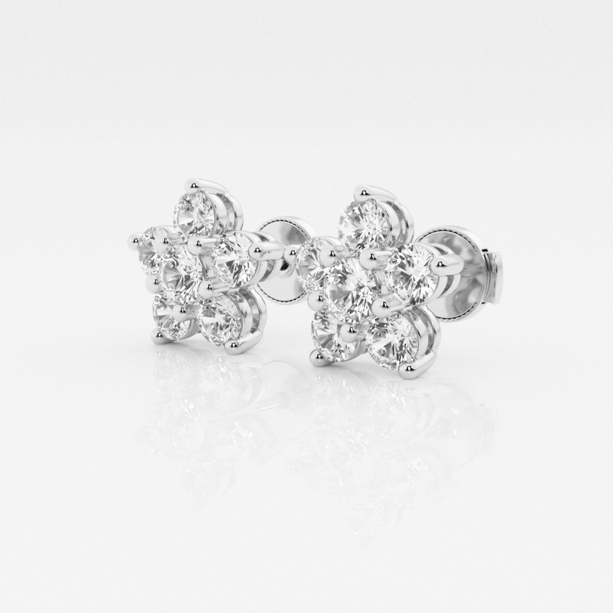 1 1/2 ctw Round Lab Grown Diamond Flower Stud Earrings