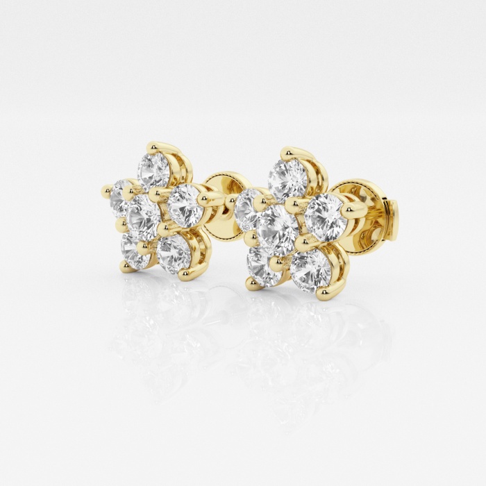 Additional Image 1 for  1 1/2 ctw Round Lab Grown Diamond Flower Stud Earrings