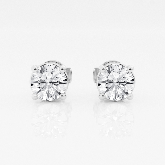 2 ctw Round Colorless (E-F) Lab Grown Diamond Certified Stud Earrings