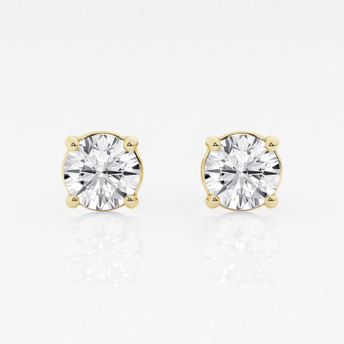 2 ctw Round Colorless (E-F) Lab Grown Diamond Certified Stud Earrings