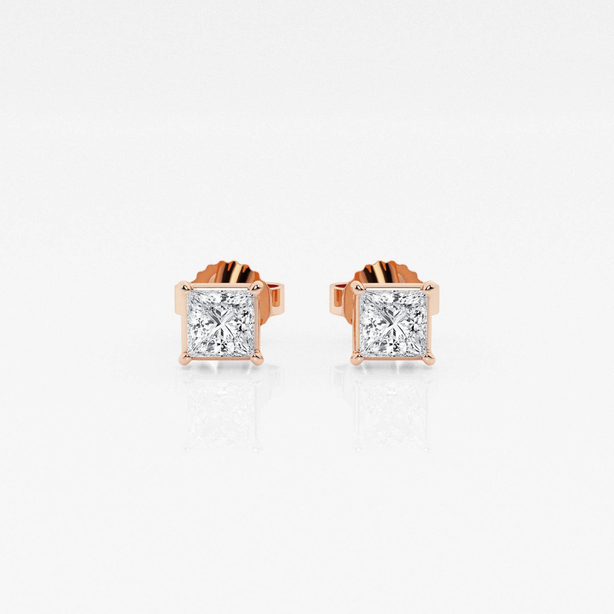 Additional Image 2 for  1/2 ctw Princess Lab Grown Diamond Solitaire Stud Earrings