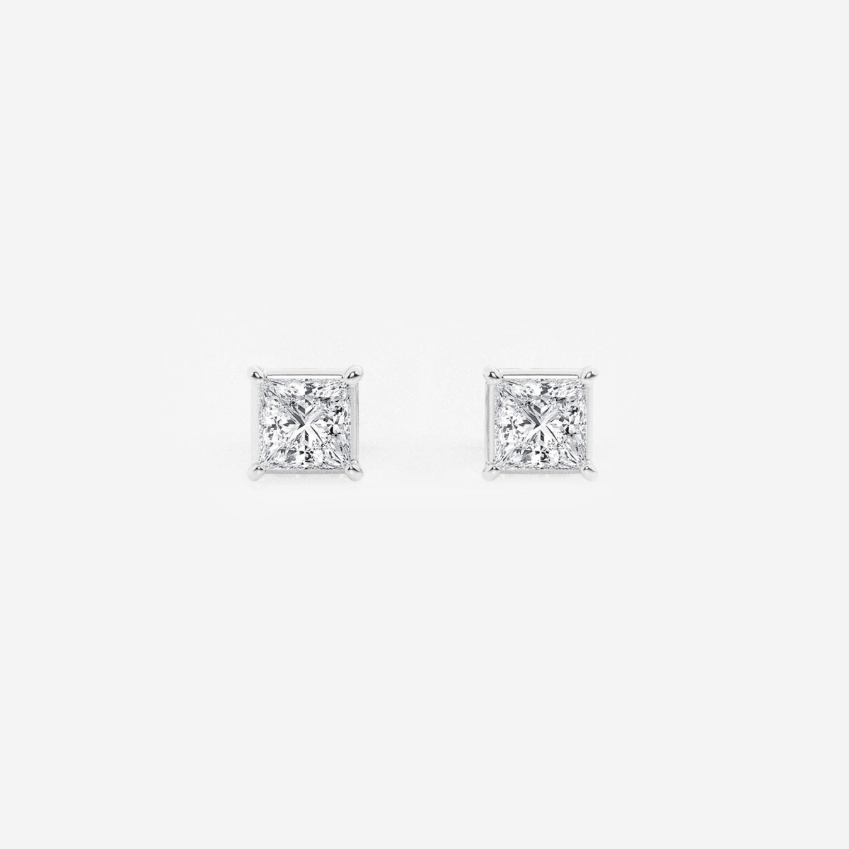 1/2 ctw Princess Lab Grown Diamond Stud Earrings 14K White Gold, F, VS2