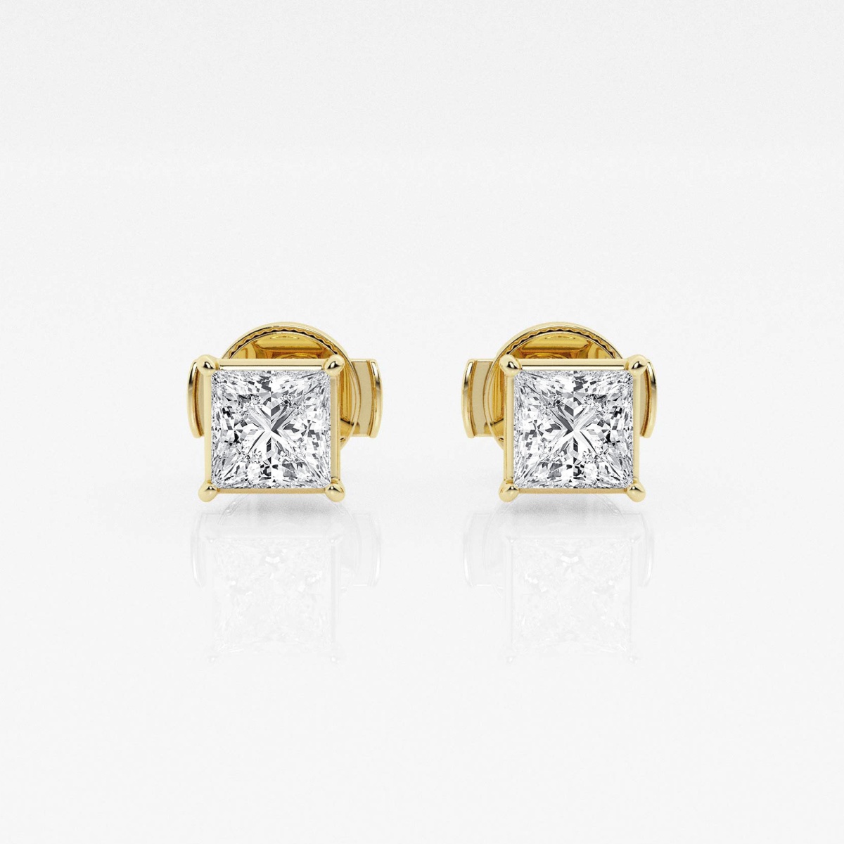 Additional Image 2 for  1 ctw Princess Lab Grown Diamond Solitaire Stud Earrings