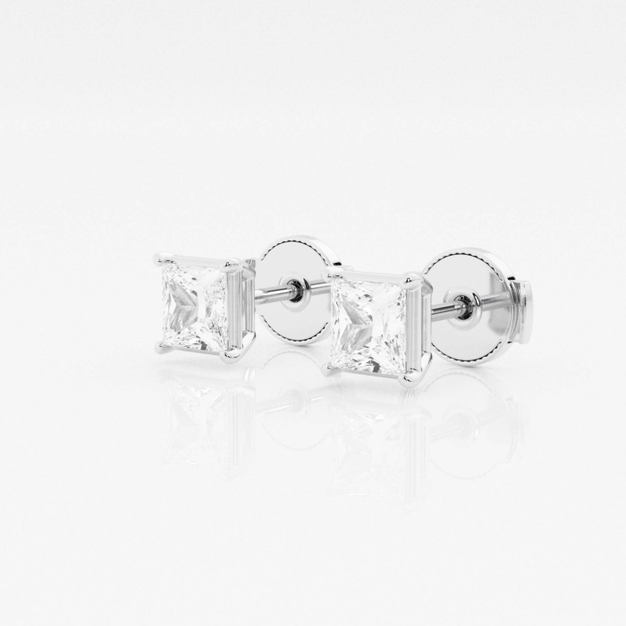 Additional Image 1 for  1 ctw Princess Lab Grown Diamond Solitaire Stud Earrings