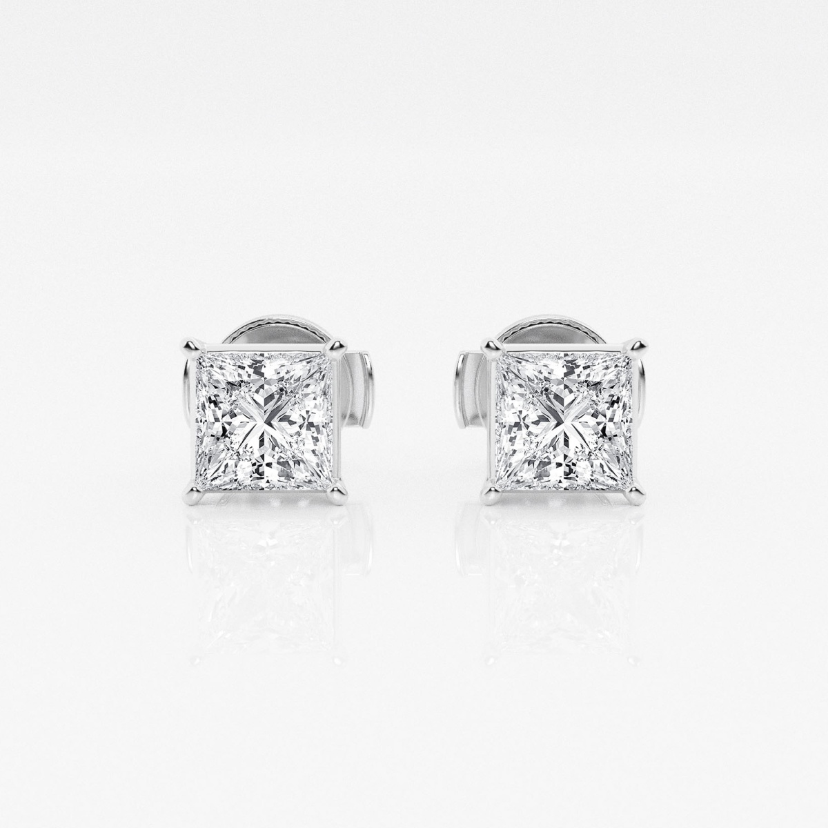 Additional Image 2 for  1 1/2 ctw Princess Lab Grown Diamond Solitaire Certified Stud Earrings