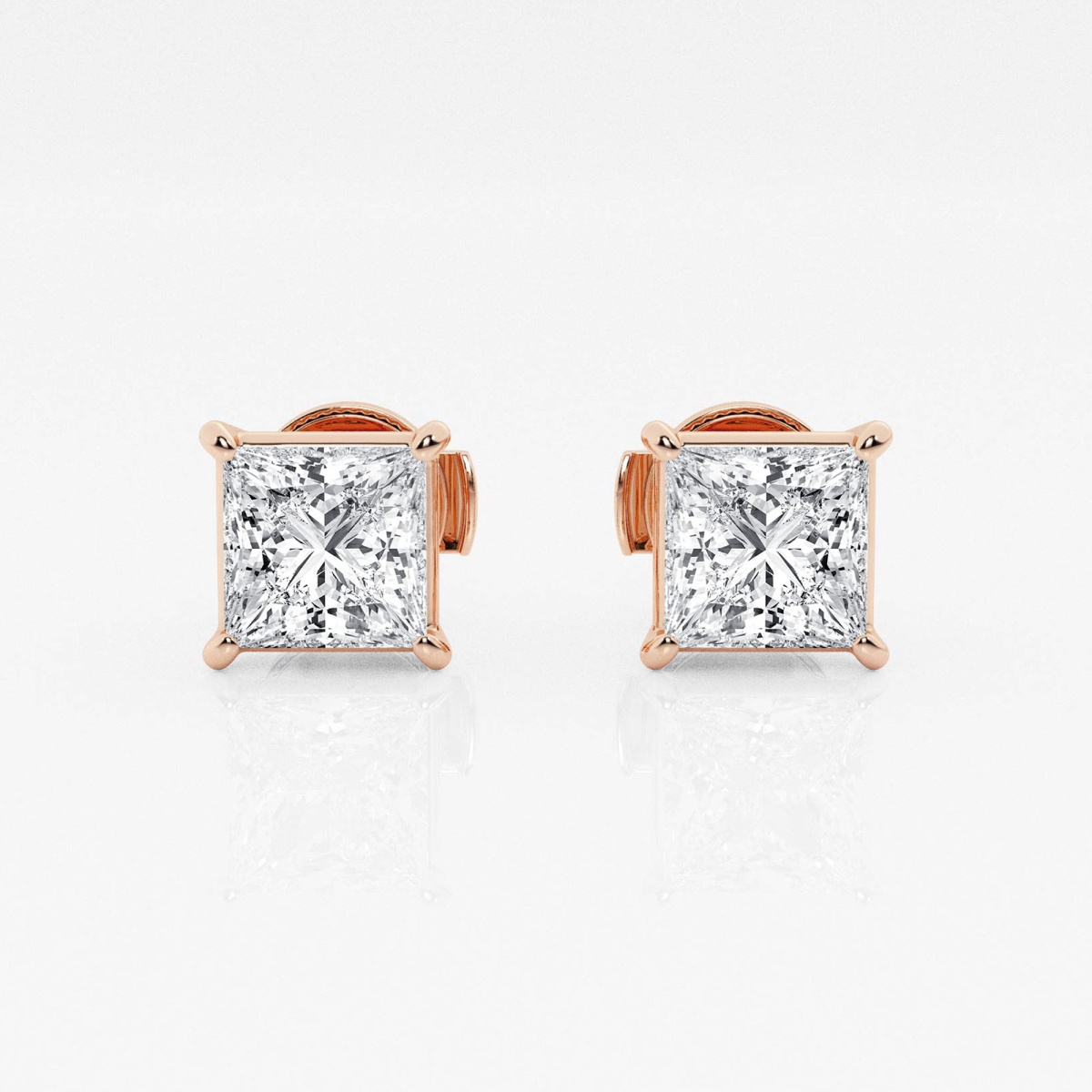 2 ctw Princess Lab Grown Diamond Solitaire Certified Stud Earrings