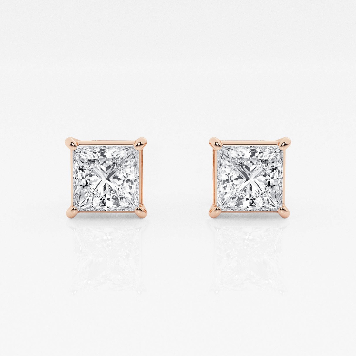 2 ctw Princess Lab Grown Diamond Solitaire Certified Stud Earrings