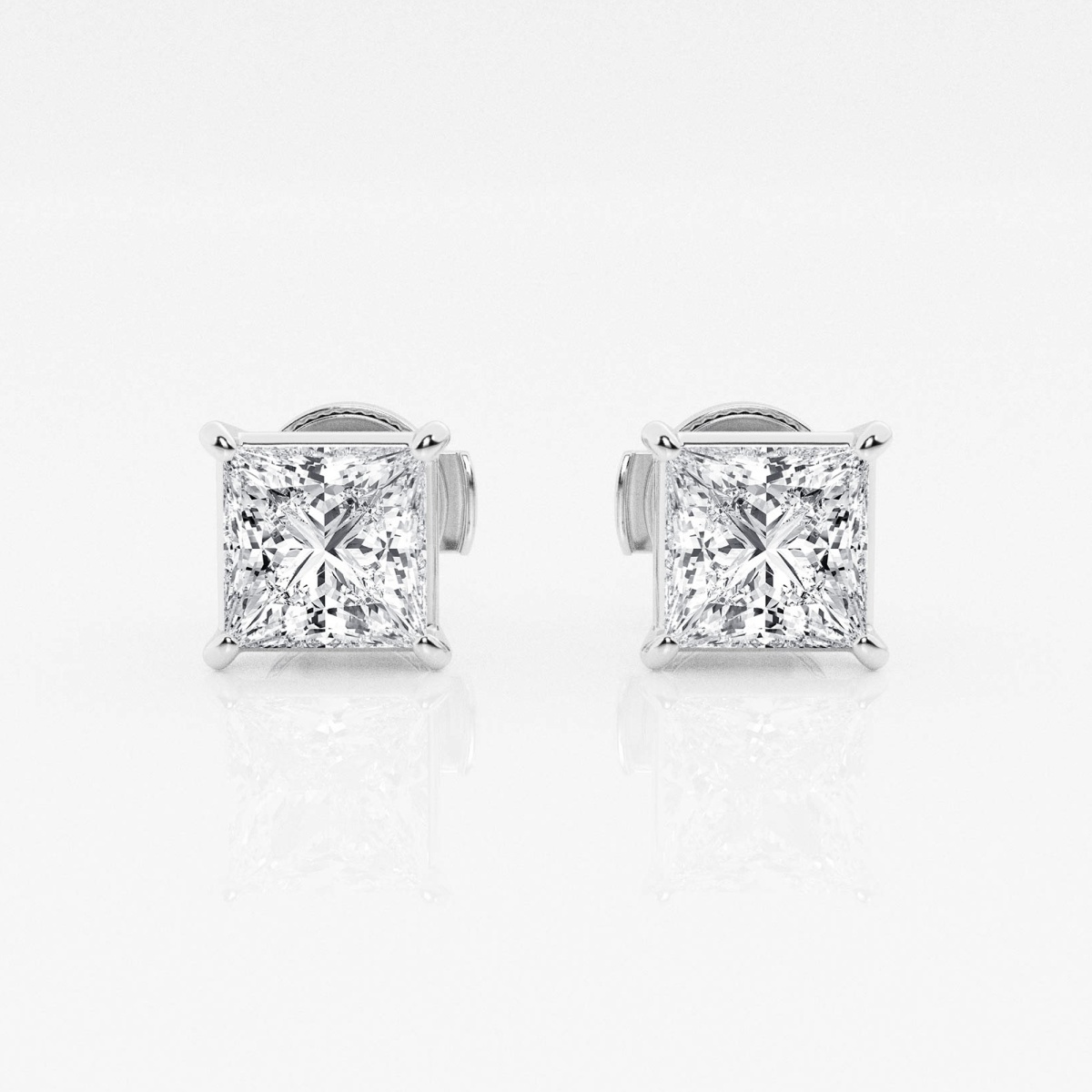 Additional Image 2 for  2 ctw Princess Lab Grown Diamond Solitaire Certified Stud Earrings