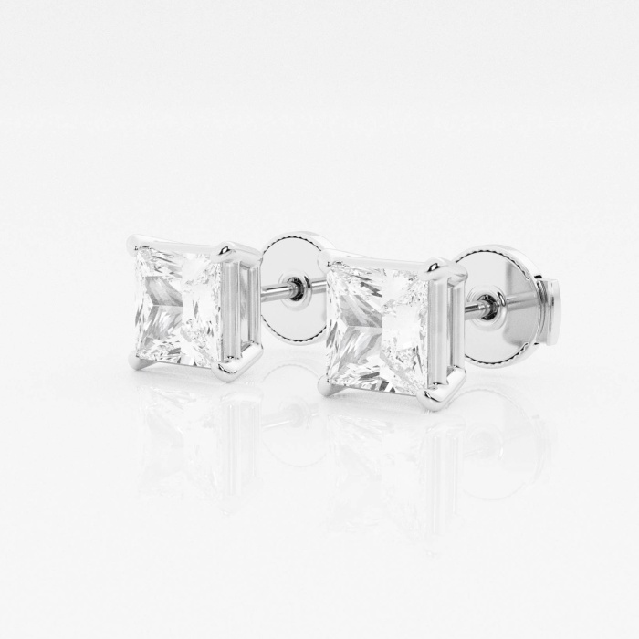 Additional Image 1 for  2 ctw Princess Lab Grown Diamond Solitaire Certified Stud Earrings