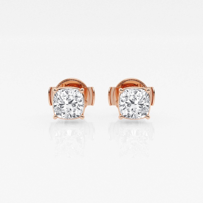Additional Image 2 for  1 ctw Cushion Lab Grown Diamond Solitaire Stud Earrings