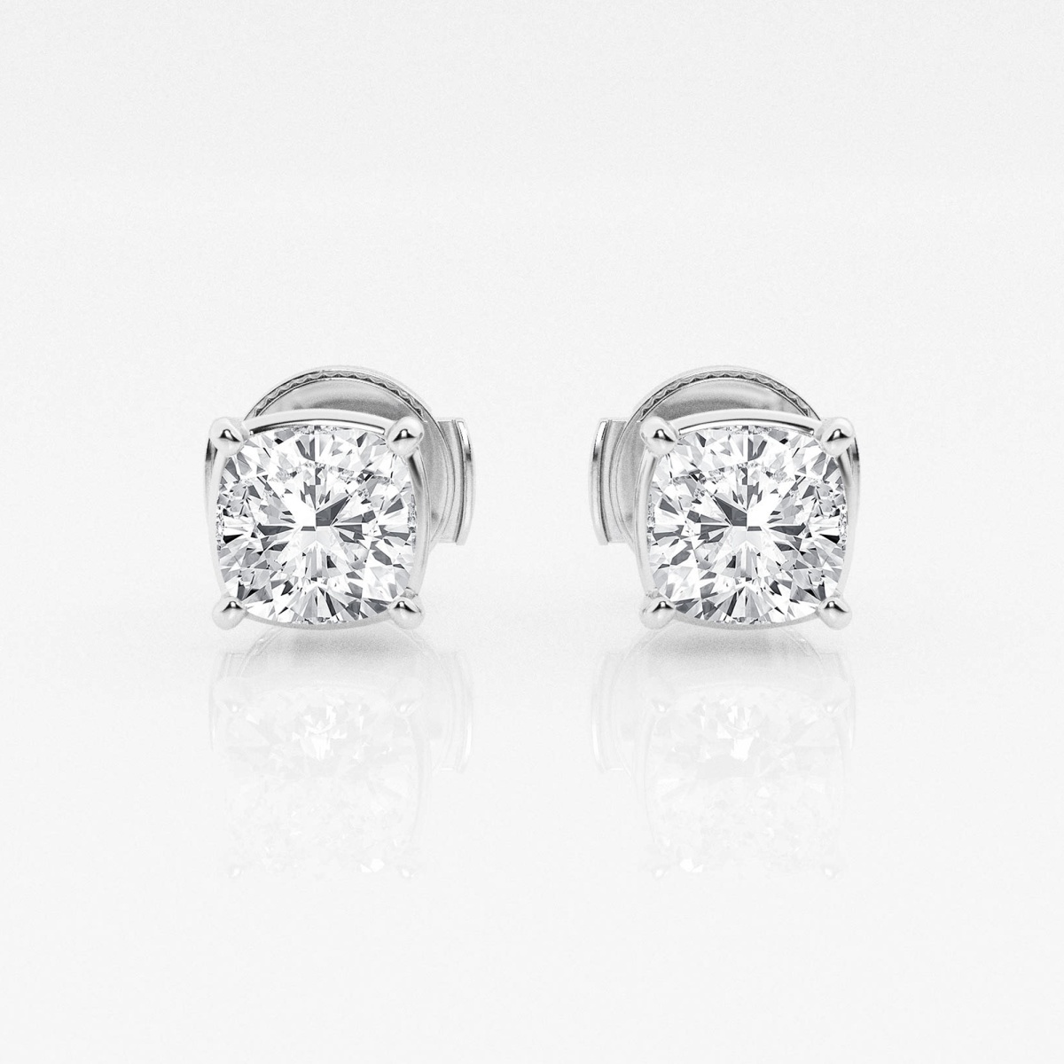 Additional Image 2 for  2 ctw Cushion Lab Grown Diamond Solitaire Certified Stud Earrings