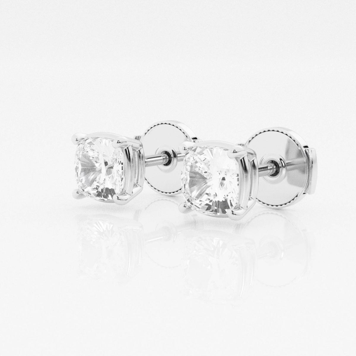 Additional Image 1 for  2 ctw Cushion Lab Grown Diamond Solitaire Certified Stud Earrings