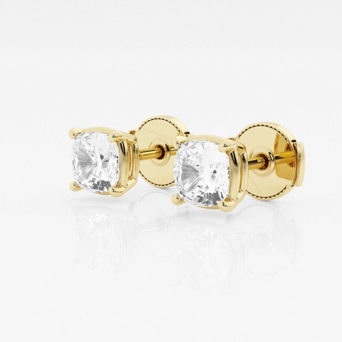 Additional Image 1 for  2 ctw Cushion Lab Grown Diamond Solitaire Certified Stud Earrings