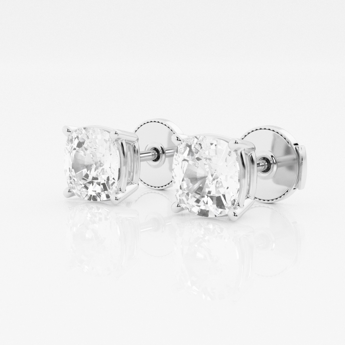 Additional Image 1 for  3 ctw Cushion Lab Grown Diamond Solitaire Certified Stud Earrings
