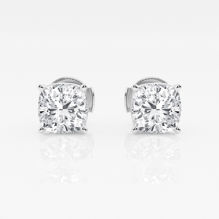 Additional Image 2 for  3 ctw Cushion Lab Grown Diamond Solitaire Certified Stud Earrings