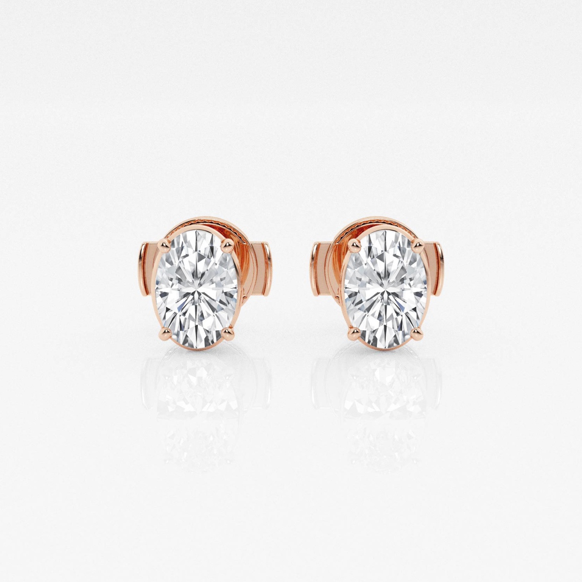 Additional Image 2 for  1 ctw Oval Lab Grown Diamond Solitaire Stud Earrings