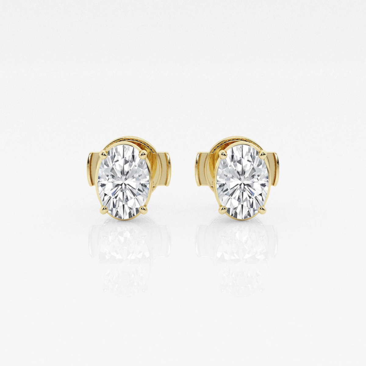 Additional Image 2 for  1 ctw Oval Lab Grown Diamond Solitaire Stud Earrings