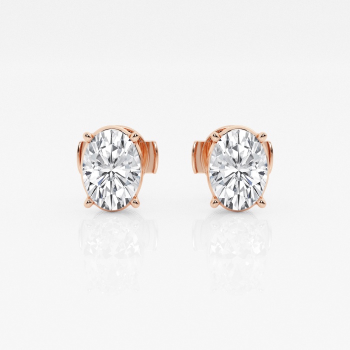 Additional Image 2 for  1 1/2 ctw Oval Lab Grown Diamond Solitaire Certified Stud Earrings