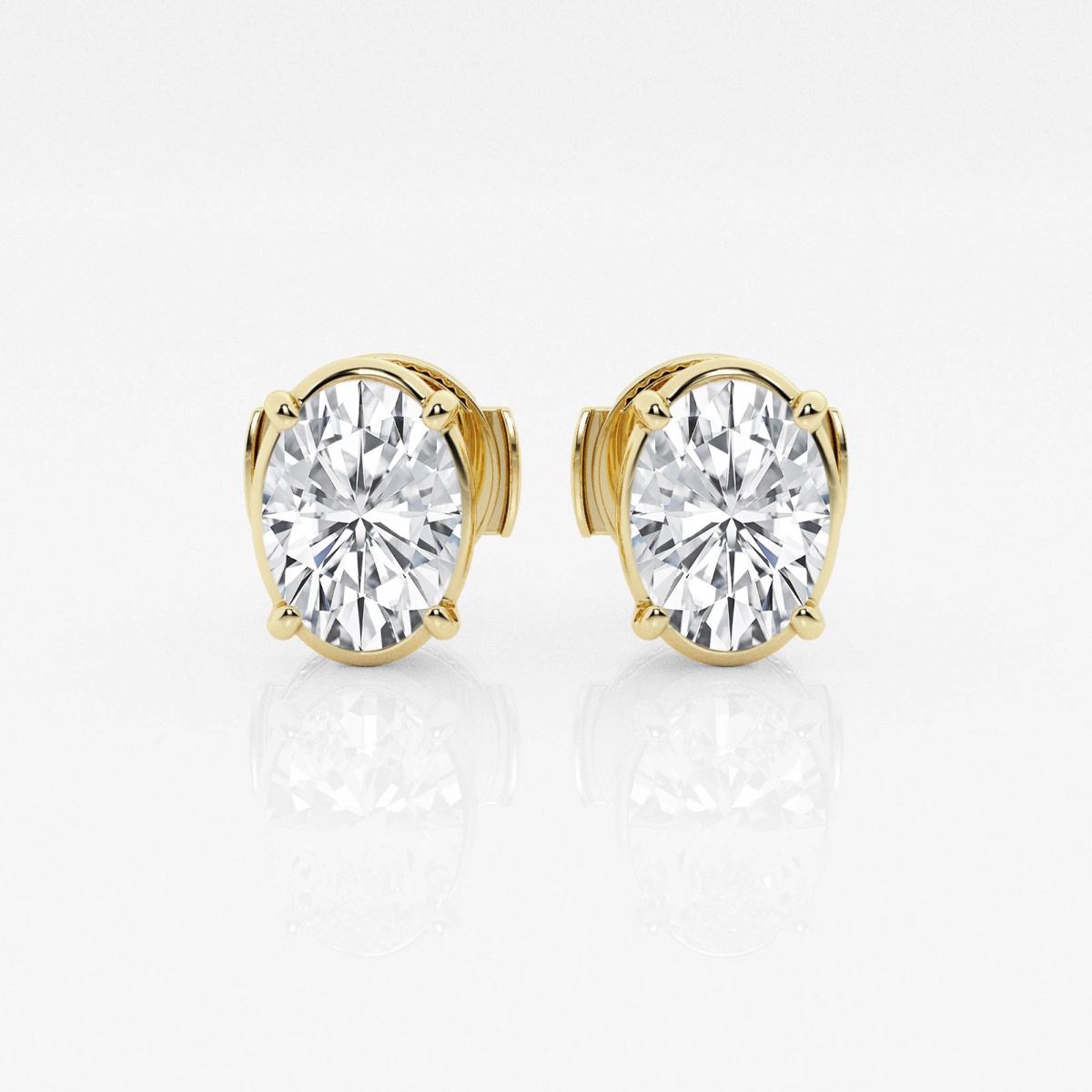 Additional Image 2 for  2 ctw Oval Lab Grown Diamond Solitaire Certified Stud Earrings
