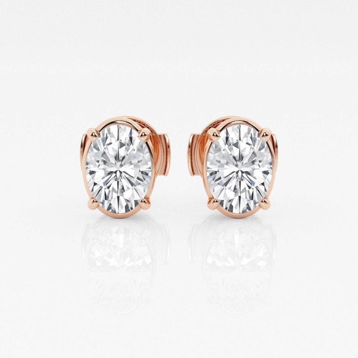 Additional Image 2 for  2 ctw Oval Lab Grown Diamond Solitaire Certified Stud Earrings