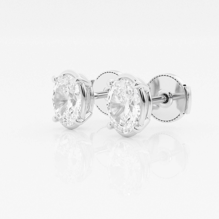 Additional Image 1 for  2 ctw Oval Lab Grown Diamond Solitaire Certified Stud Earrings