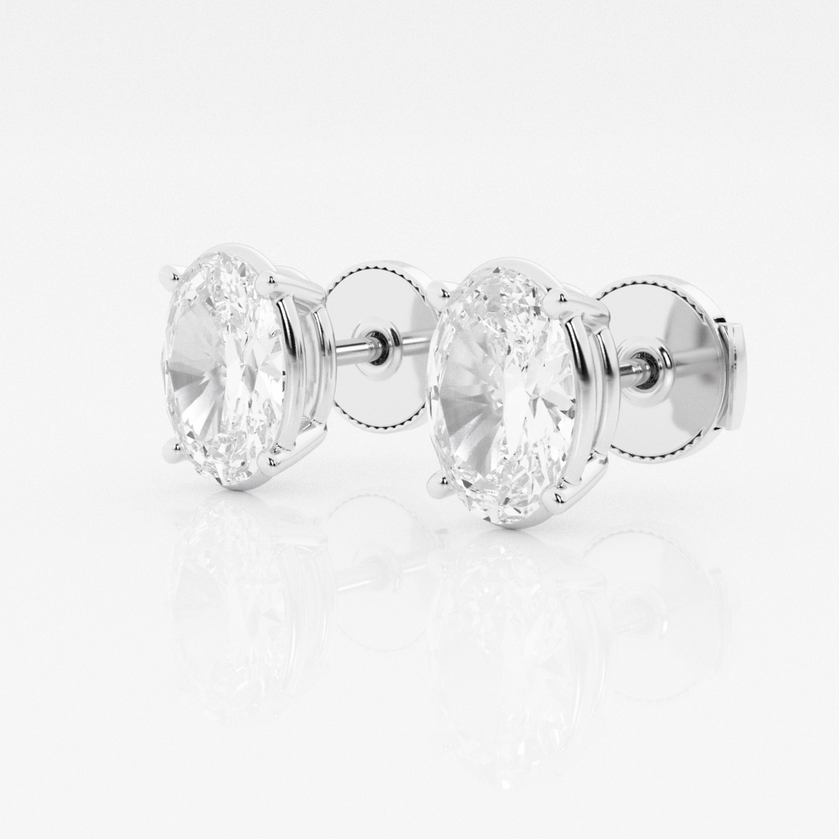 Additional Image 1 for  3 ctw Oval Lab Grown Diamond Solitaire Certified Stud Earrings