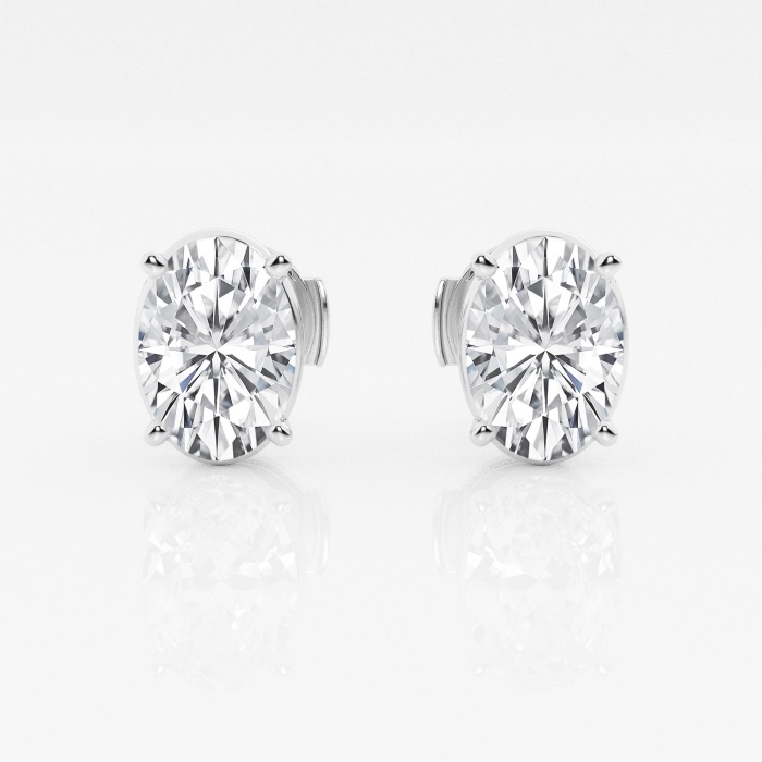 Additional Image 2 for  3 ctw Oval Lab Grown Diamond Solitaire Certified Stud Earrings
