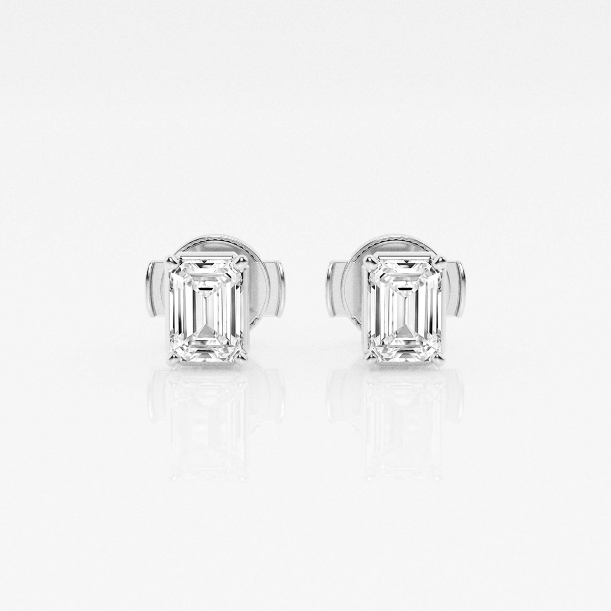 Additional Image 2 for  1 ctw Emerald Lab Grown Diamond Solitaire Stud Earrings