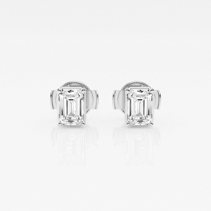 Additional Image 2 for  1 ctw Emerald Lab Grown Diamond Solitaire Stud Earrings