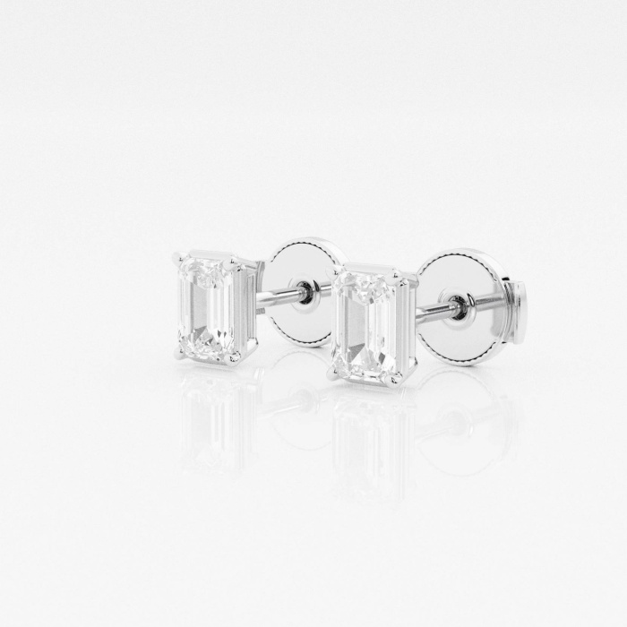 Additional Image 1 for  1 ctw Emerald Lab Grown Diamond Solitaire Stud Earrings