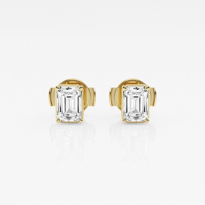 1 ctw Emerald Lab Grown Diamond Solitaire Stud Earrings