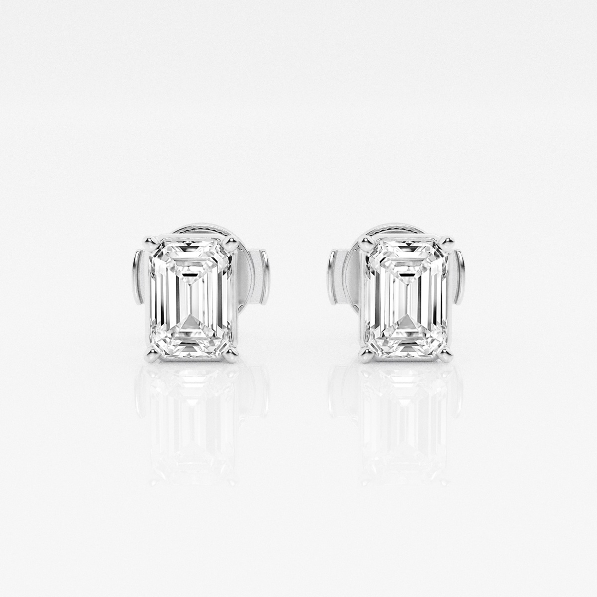 Additional Image 2 for  1 1/2 ctw Emerald Lab Grown Diamond Solitaire Certified Stud Earrings