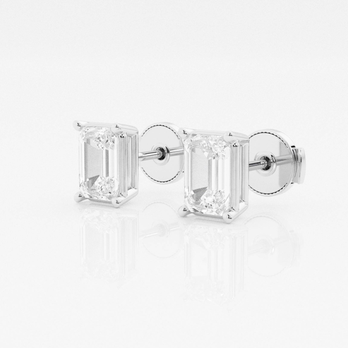 2 ctw Emerald Lab Grown Diamond Solitaire Certified Stud Earrings