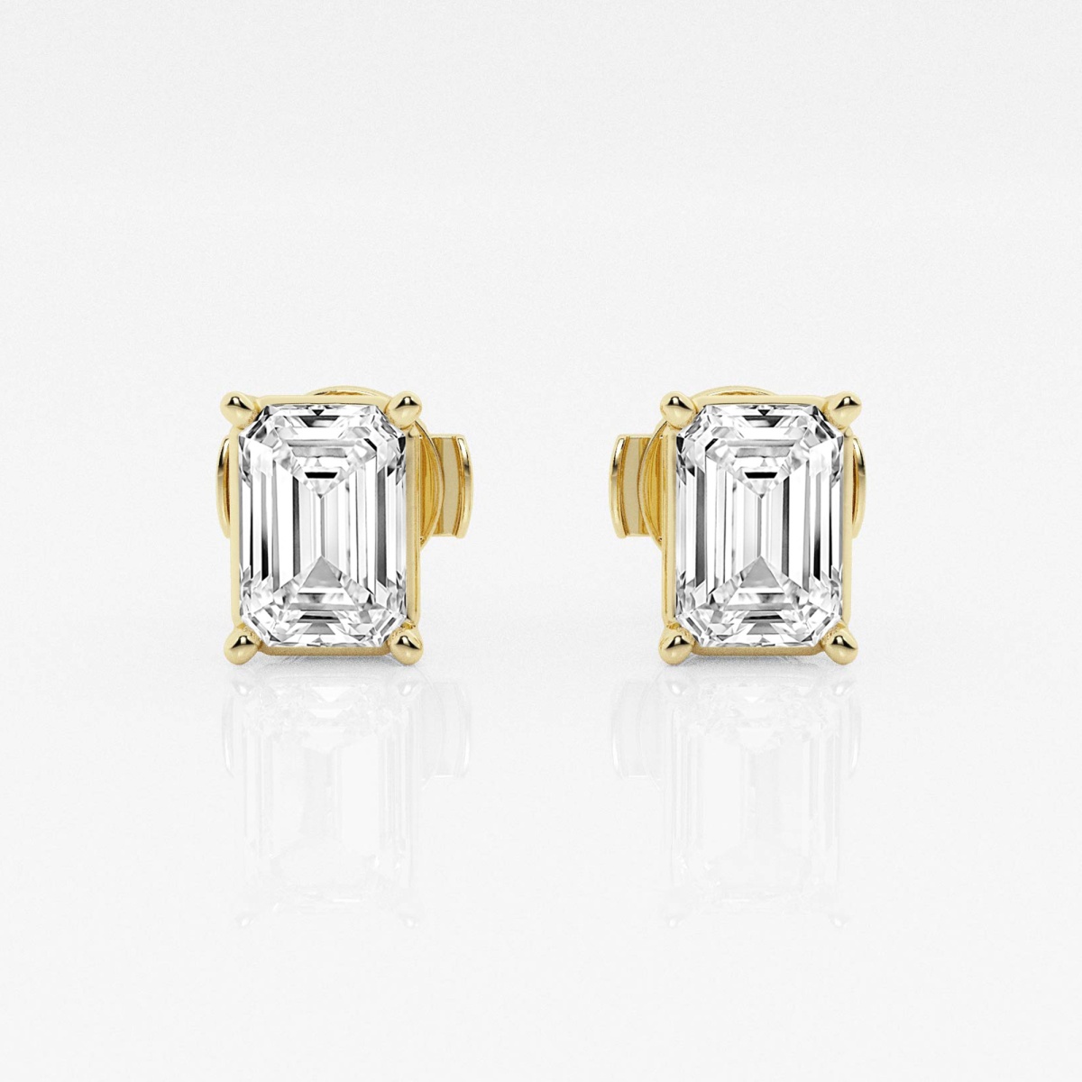 Additional Image 2 for  2 ctw Emerald Lab Grown Diamond Solitaire Certified Stud Earrings