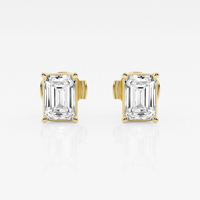 Additional Image 2 for  2 ctw Emerald Lab Grown Diamond Solitaire Certified Stud Earrings