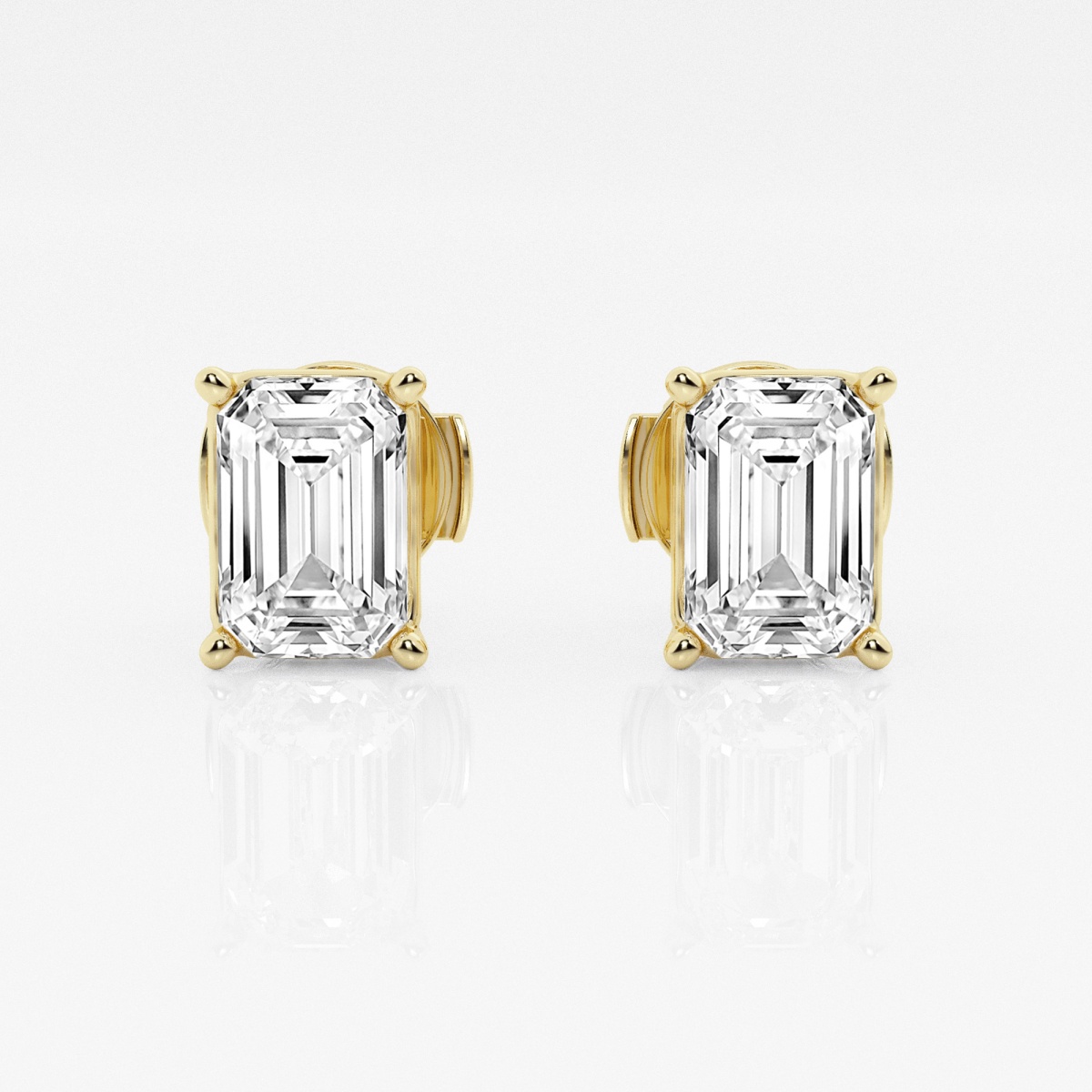 Additional Image 2 for  3 ctw Emerald Lab Grown Diamond Solitaire Certified Stud Earrings