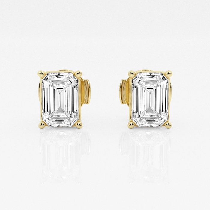 Additional Image 2 for  3 ctw Emerald Lab Grown Diamond Solitaire Certified Stud Earrings