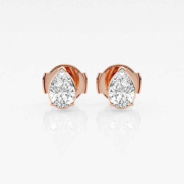 Additional Image 2 for  1 ctw Pear Lab Grown Diamond Solitaire Stud Earrings