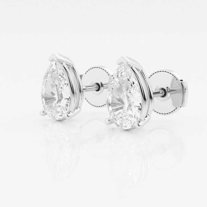 Additional Image 1 for  3 ctw Pear Lab Grown Diamond Solitaire Certified Stud Earrings