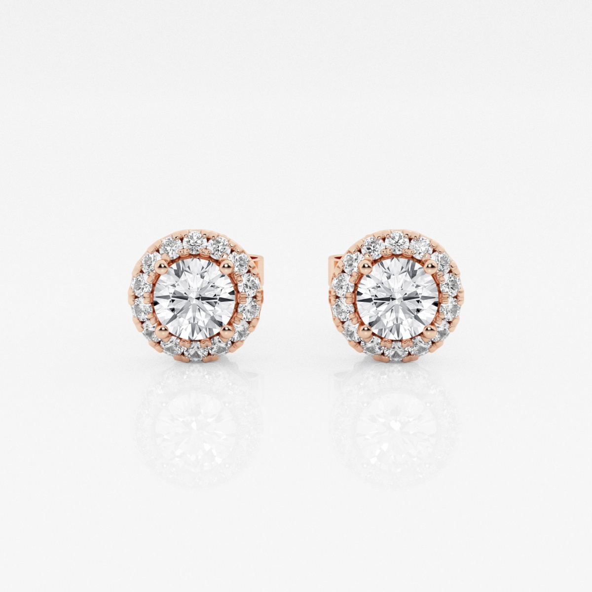 Additional Image 2 for  5/8 ctw Round Lab Grown Diamond Halo Stud Earrings