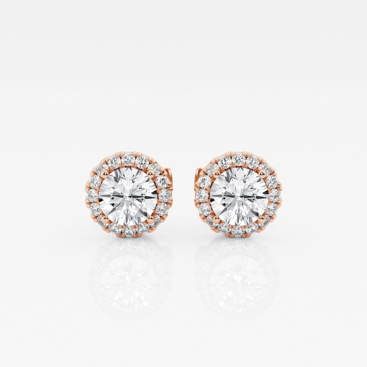 Additional Image 2 for  1 1/5 ctw Round Lab Grown Diamond Halo Stud Earrings